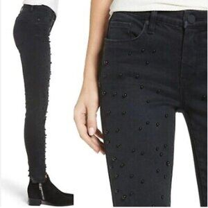 Blank NYC Black Jeans with Pearl Embellishments